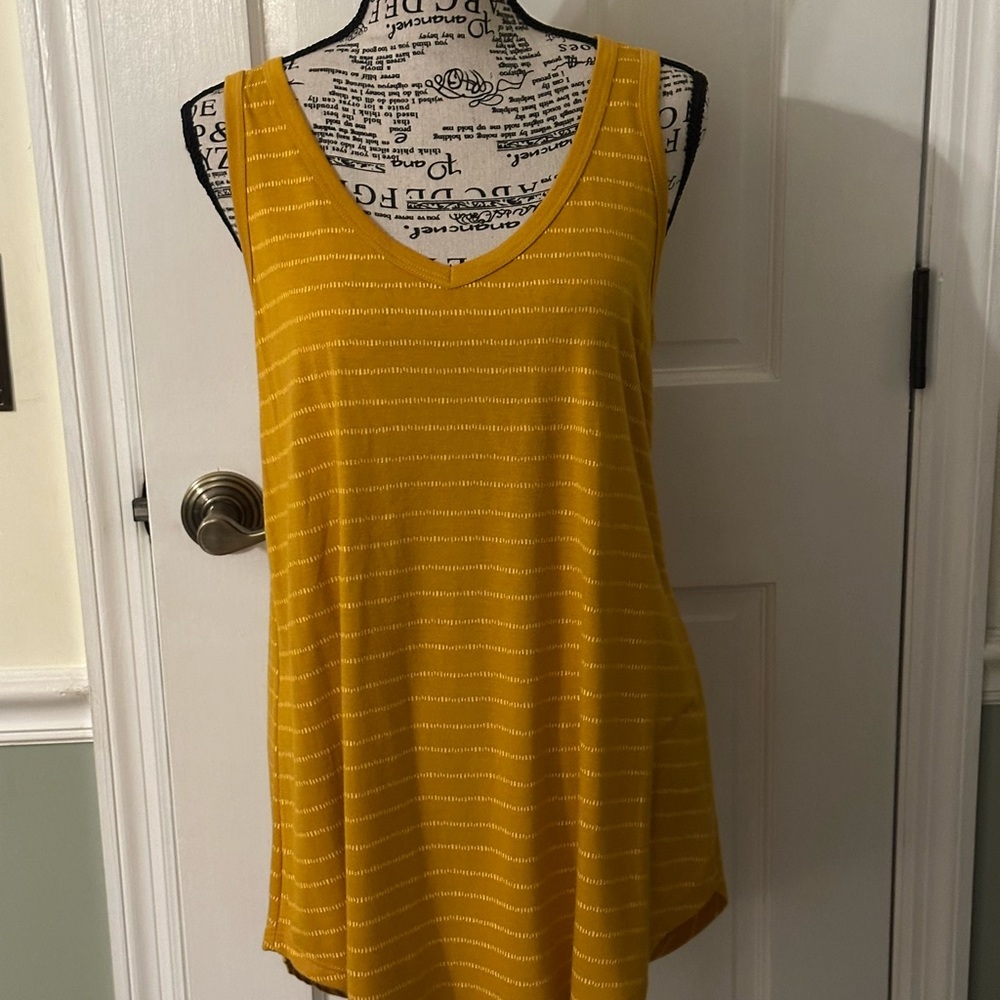 a.n.a Mustard Striped Tank Top Size M